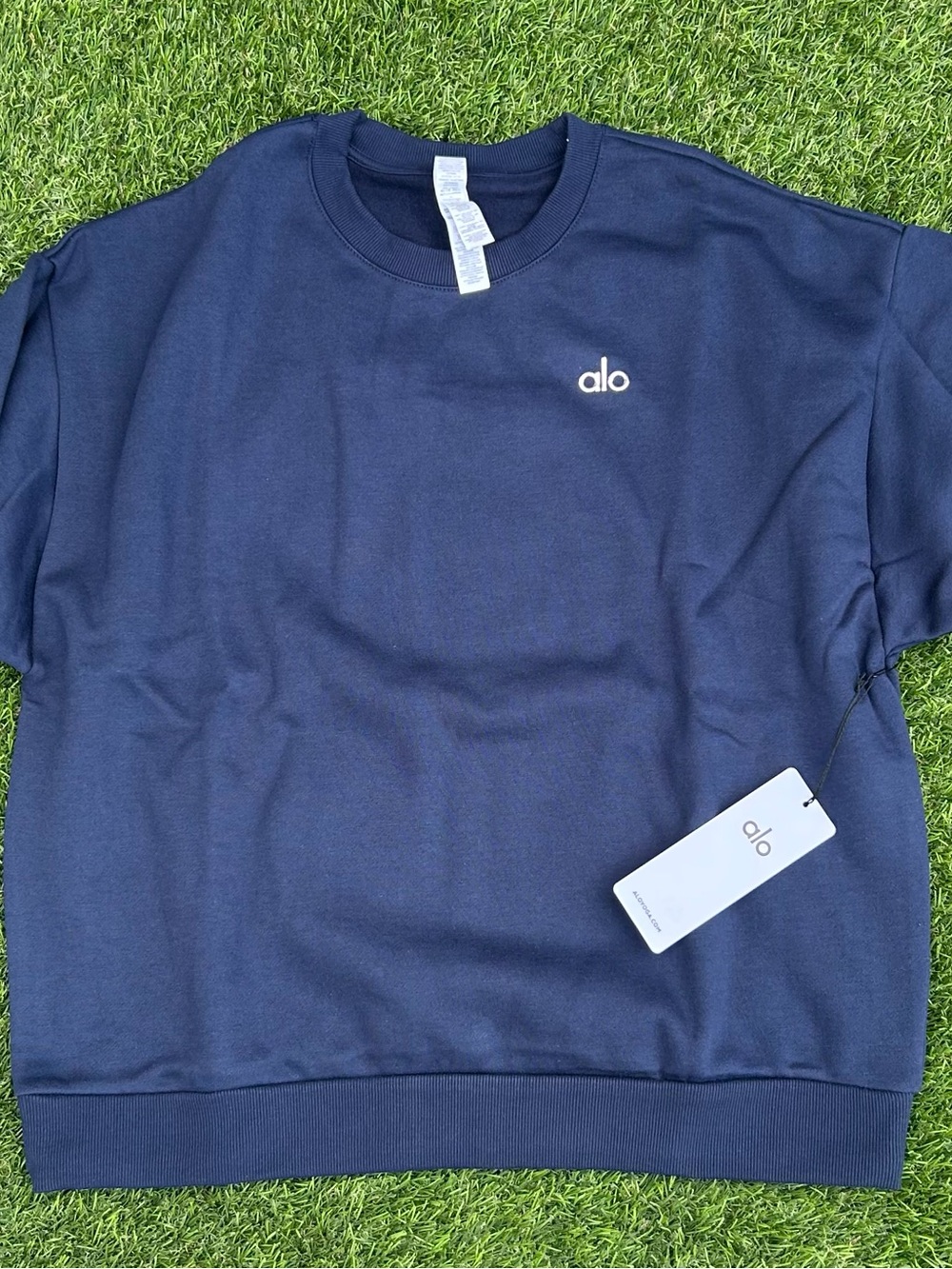 ALO Yoga Large Unisex Navy Crewneck Sweatshirt Navy